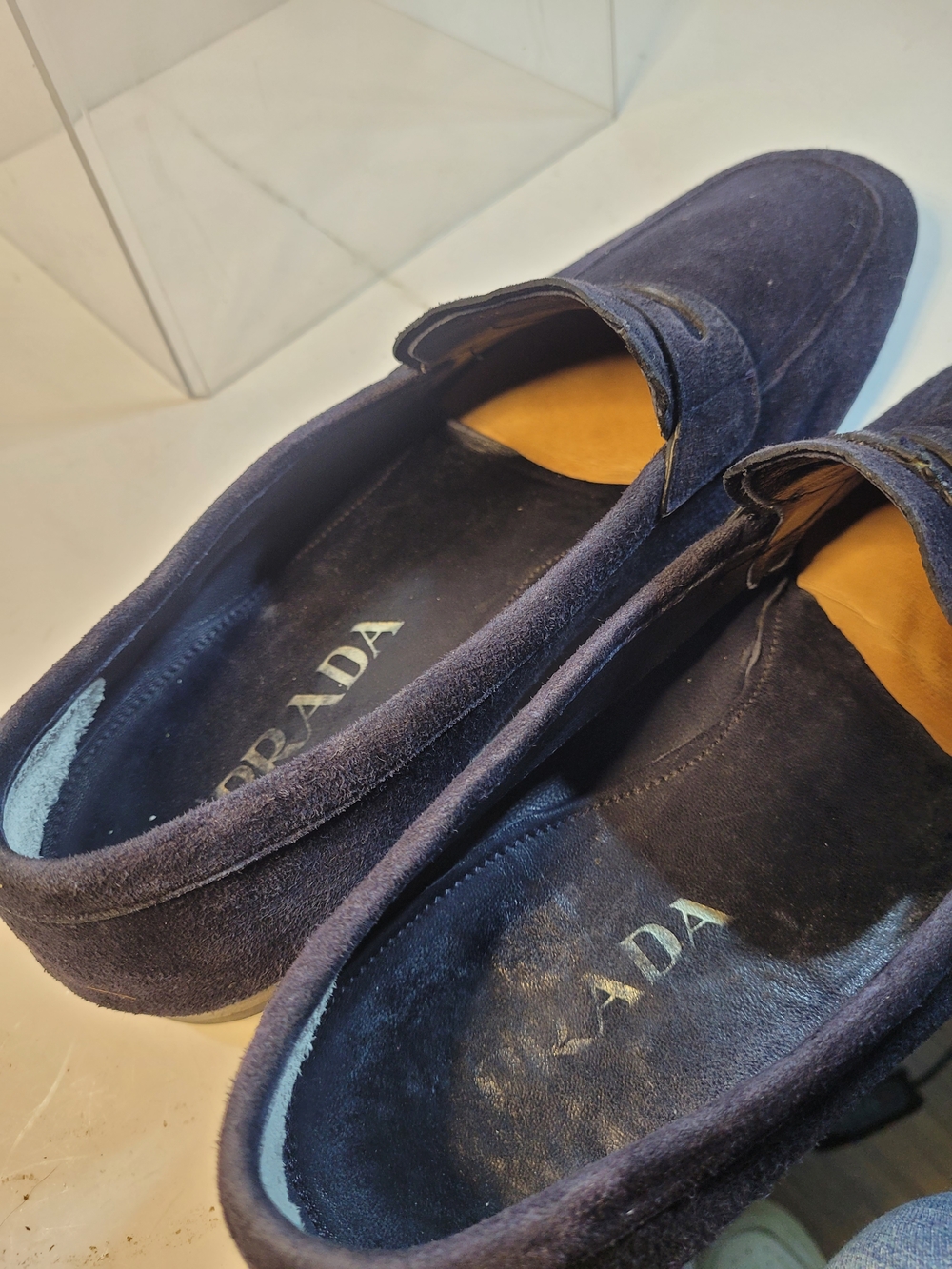 Mens Prada Navy Suede Loafers Made In Italy Size 9 1/2 - Picture 12 of 14